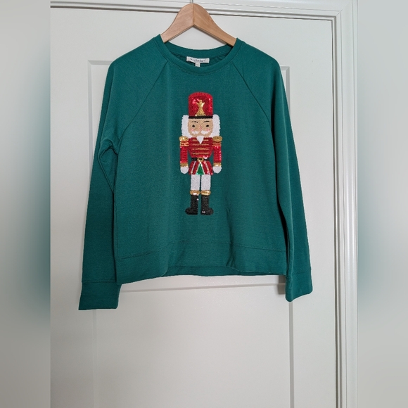 Workshop Republic Clothing Tops - Workshop By Republic Green Sweater with Nutcracker Design Small